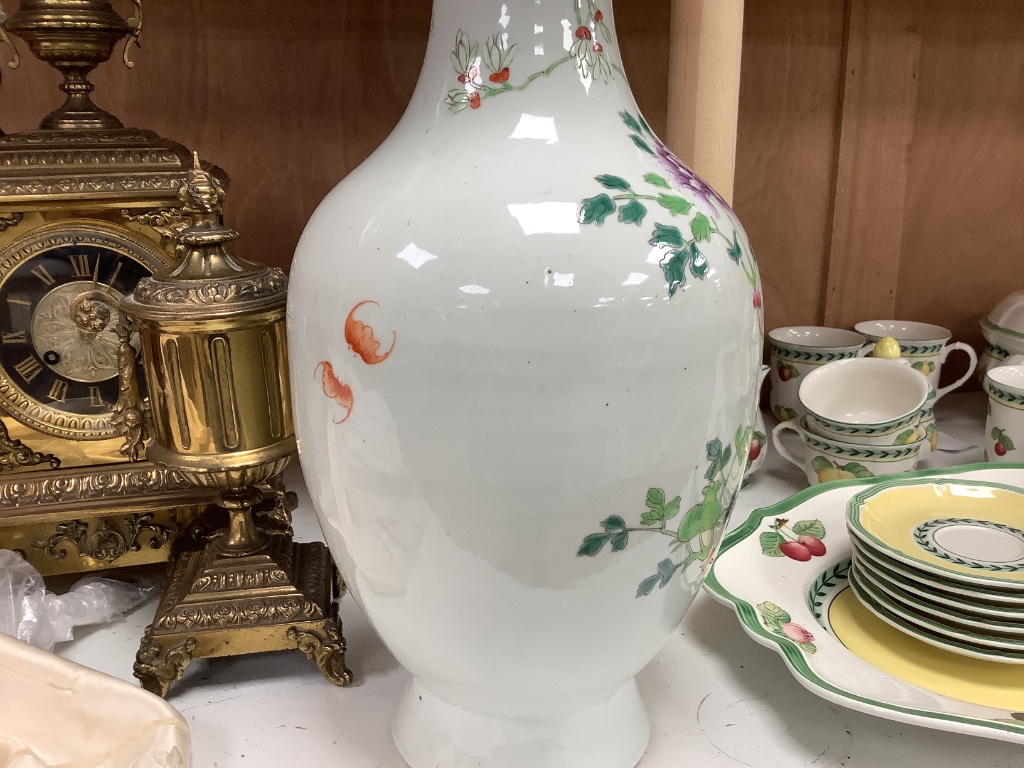 A pair of Chinese famille rose vases, height 40cm